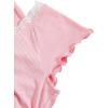 imageVerdusa Womens Contrast Lace Halter Neck Lettuce Trim Casual Crop Tee TopsPink