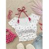 imageVerdusa Womens Contrast Lace Halter Neck Lettuce Trim Casual Crop Tee TopsRed