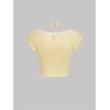 imageVerdusa Womens Contrast Lace Halter Neck Lettuce Trim Casual Crop Tee TopsYellow
