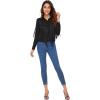 imageVerdusa Womens Fringe Trim Long Sleeve Button Up Blouse Shirt TopBlackimproved