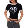 imageVerdusa Womens Goth Crop Tee Top Printed Punk Gothic Short Sleeve T ShirtBlack and White