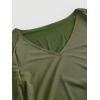 imageVerdusa Womens Knot Front Flare Bell Long Sleeve Lettuce Trim V Neck Mesh Crop Tee TopArmy Green
