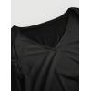 imageVerdusa Womens Knot Front Flare Bell Long Sleeve Lettuce Trim V Neck Mesh Crop Tee TopBlack
