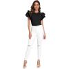 imageVerdusa Womens Layered Ruffle Butterfly Sleeve Round Neck Blouse Tee TopBlack