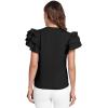 imageVerdusa Womens Layered Ruffle Butterfly Sleeve Round Neck Blouse Tee TopBlack
