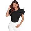 imageVerdusa Womens Layered Ruffle Butterfly Sleeve Round Neck Blouse Tee TopBlack