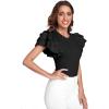imageVerdusa Womens Layered Ruffle Butterfly Sleeve Round Neck Blouse Tee TopBlack
