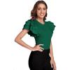 imageVerdusa Womens Layered Ruffle Butterfly Sleeve Round Neck Blouse Tee TopDark Green