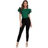 imageVerdusa Womens Layered Ruffle Butterfly Sleeve Round Neck Blouse Tee TopDark Green