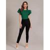 imageVerdusa Womens Layered Ruffle Butterfly Sleeve Round Neck Blouse Tee TopDark Green