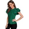 imageVerdusa Womens Layered Ruffle Butterfly Sleeve Round Neck Blouse Tee TopDark Green