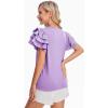 imageVerdusa Womens Layered Ruffle Butterfly Sleeve Round Neck Blouse Tee TopMauve Purple