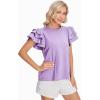 imageVerdusa Womens Layered Ruffle Butterfly Sleeve Round Neck Blouse Tee TopMauve Purple