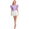 imageVerdusa Womens Layered Ruffle Butterfly Sleeve Round Neck Blouse Tee TopMauve Purple