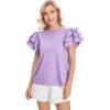 imageVerdusa Womens Layered Ruffle Butterfly Sleeve Round Neck Blouse Tee TopMauve Purple