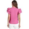 imageVerdusa Womens Layered Ruffle Butterfly Sleeve Round Neck Blouse Tee TopPink