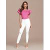 imageVerdusa Womens Layered Ruffle Butterfly Sleeve Round Neck Blouse Tee TopPink