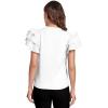 imageVerdusa Womens Layered Ruffle Butterfly Sleeve Round Neck Blouse Tee TopWhite