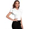 imageVerdusa Womens Layered Ruffle Butterfly Sleeve Round Neck Blouse Tee TopWhite