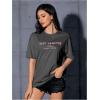imageVerdusa Womens Oversized Letter Graphic Tees Embroidery Short Sleeve Shirts TopsDark Grey