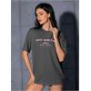 imageVerdusa Womens Oversized Letter Graphic Tees Embroidery Short Sleeve Shirts TopsDark Grey