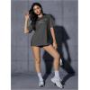 imageVerdusa Womens Oversized Letter Graphic Tees Embroidery Short Sleeve Shirts TopsDark Grey