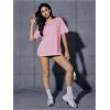 imageVerdusa Womens Oversized Letter Graphic Tees Embroidery Short Sleeve Shirts TopsLight Pink