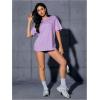 imageVerdusa Womens Oversized Letter Graphic Tees Embroidery Short Sleeve Shirts TopsLilac Purple