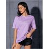 imageVerdusa Womens Oversized Letter Graphic Tees Embroidery Short Sleeve Shirts TopsLilac Purple