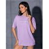 imageVerdusa Womens Oversized Letter Graphic Tees Embroidery Short Sleeve Shirts TopsLilac Purple