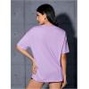imageVerdusa Womens Oversized Letter Graphic Tees Embroidery Short Sleeve Shirts TopsLilac Purple