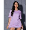 imageVerdusa Womens Oversized Letter Graphic Tees Embroidery Short Sleeve Shirts TopsLilac Purple
