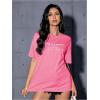 imageVerdusa Womens Oversized Letter Graphic Tees Embroidery Short Sleeve Shirts TopsPink