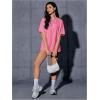imageVerdusa Womens Oversized Letter Graphic Tees Embroidery Short Sleeve Shirts TopsPink