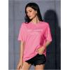 imageVerdusa Womens Oversized Letter Graphic Tees Embroidery Short Sleeve Shirts TopsPink