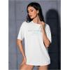 imageVerdusa Womens Oversized Letter Graphic Tees Embroidery Short Sleeve Shirts TopsWhite