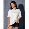 imageVerdusa Womens Oversized Letter Graphic Tees Embroidery Short Sleeve Shirts TopsWhite