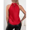 imageVerdusa Womens Satin Tops Sleeveless Halter Neck Work Office BlouseRed