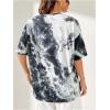 imageVerdusa Womens Tie Dye Summer Tees Half Sleeve Drop Shoulder T Shirt Oversized TopBlack and White