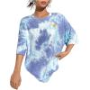imageVerdusa Womens Tie Dye Summer Tees Half Sleeve Drop Shoulder T Shirt Oversized TopBlue and White
