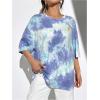 imageVerdusa Womens Tie Dye Summer Tees Half Sleeve Drop Shoulder T Shirt Oversized TopBlue and White