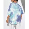 imageVerdusa Womens Tie Dye Summer Tees Half Sleeve Drop Shoulder T Shirt Oversized TopBlue and White