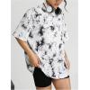 imageVerdusa Womens Tie Dye Summer Tees Half Sleeve Drop Shoulder T Shirt Oversized TopLight Black and White