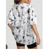 imageVerdusa Womens Tie Dye Summer Tees Half Sleeve Drop Shoulder T Shirt Oversized TopLight Black and White