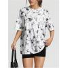 imageVerdusa Womens Tie Dye Summer Tees Half Sleeve Drop Shoulder T Shirt Oversized TopLight Black and White