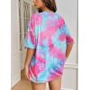 imageVerdusa Womens Tie Dye Summer Tees Half Sleeve Drop Shoulder T Shirt Oversized TopPink