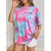 imageVerdusa Womens Tie Dye Summer Tees Half Sleeve Drop Shoulder T Shirt Oversized TopPink