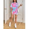 imageVerdusa Womens Tie Dye Summer Tees Half Sleeve Drop Shoulder T Shirt Oversized TopPink