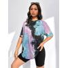 imageVerdusa Womens Tie Dye Summer Tees Half Sleeve Drop Shoulder T Shirt Oversized TopPurple Blue Black