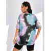 imageVerdusa Womens Tie Dye Summer Tees Half Sleeve Drop Shoulder T Shirt Oversized TopPurple Blue Black